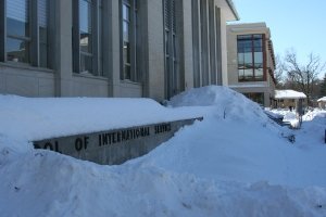 The SIS sign is buried in snow in February 2010. Photo courtesy of Mackenzie O'Donnell.
